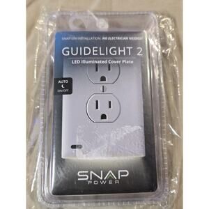 NEW Snap Power Guidelight 2 Outlet LED Illuminated Cover Plate White